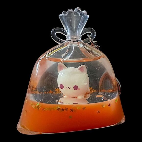 Tsunameez Prize Baggies Keychain Key Ring Kitty Cat Kitten Floating Orange Clear - Picture 14 of 15